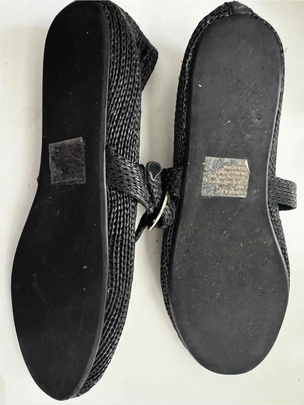 Steve Madden Black Woven Mary Jane Flats with Ankle Strap